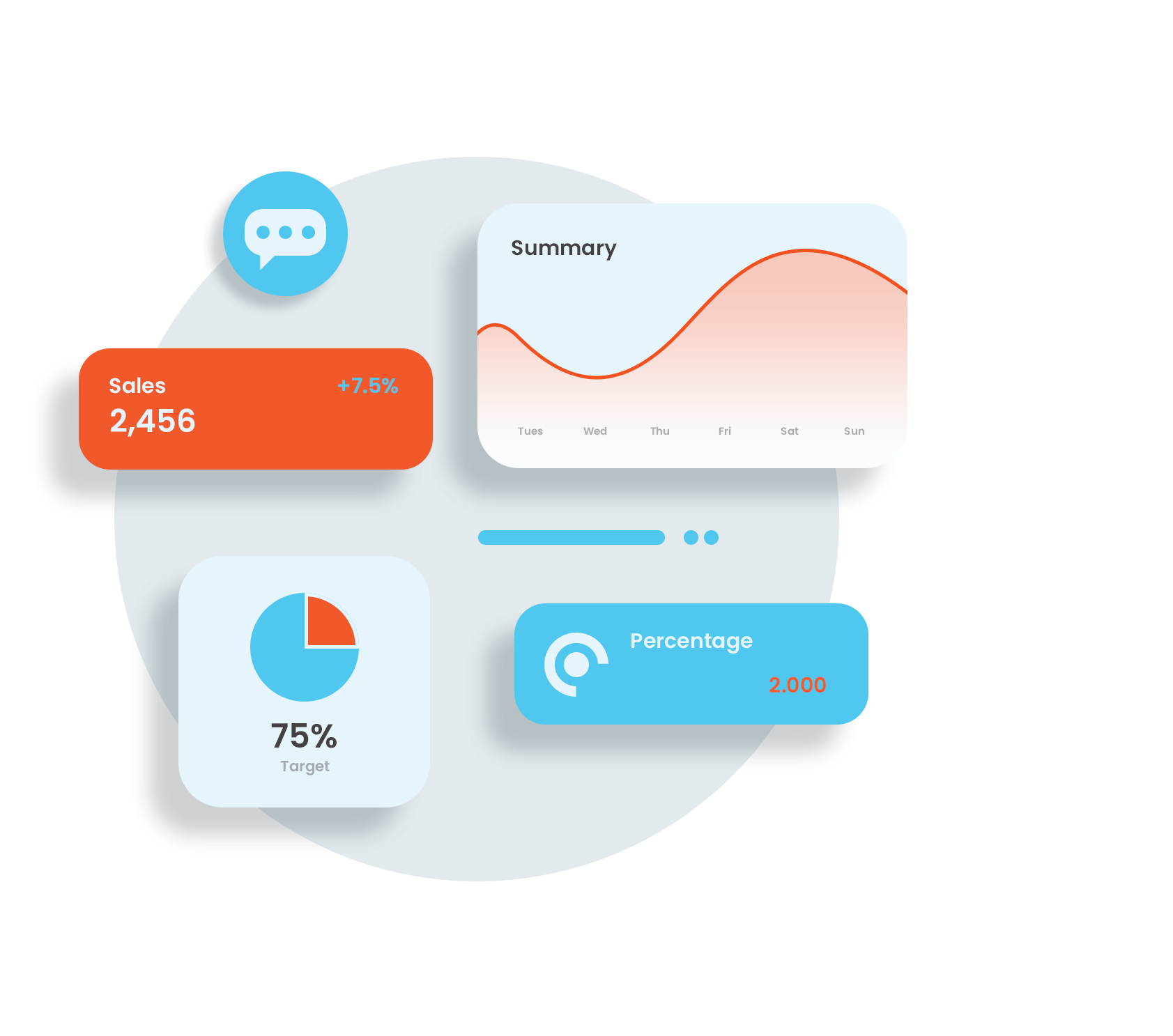 Business analytics dashboard with charts and statistics