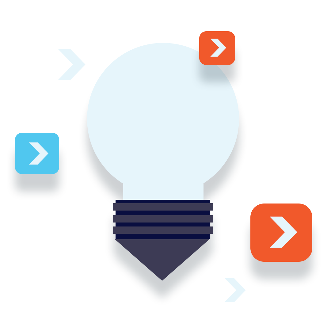 Lightbulb with arrows representing ideas and innovation
